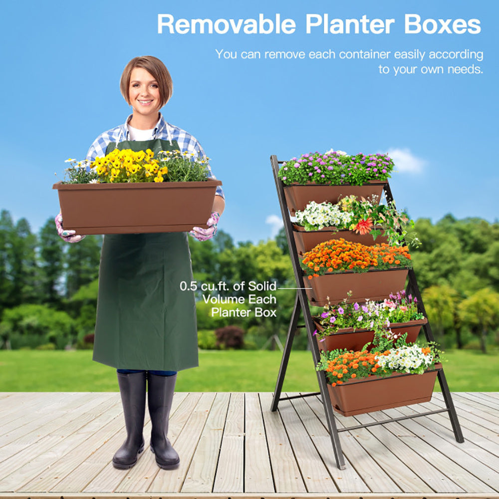 US Local 5-tier Vertical Garden Planter Box Elevated Raised Bed With 5 Container