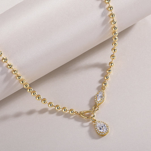 US Local A Fashionable Jewelry Pendant Set With Moissanite S925 Sterling Silver And Gold-plated Diamond, Moissanite Silver Jewelry