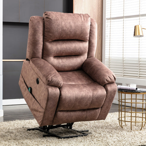 UK Local Electric Power Lift Recliner Chair Sofa With Massage And Heat For Elderly 2 Side Pockets USB Ports Single Recliner Chairs For Living Room Overstuffed Breathable Fabric Reclining