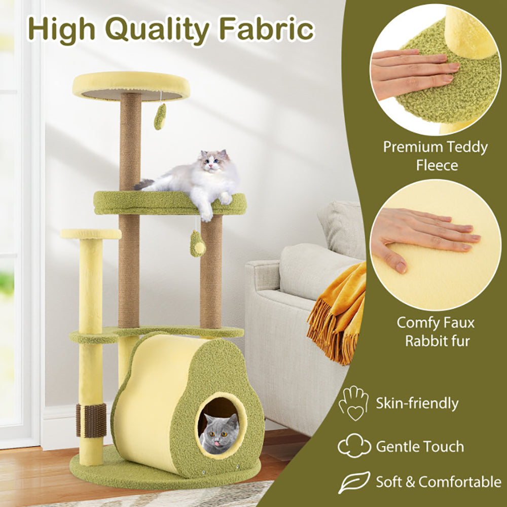 US Local Freestanding Multi-level Avocado Cat Tower With Private Condo
