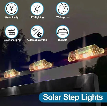 US Local 8 Pack New Solar Deck Lights Outdoor Waterproof LED Steps Lamps For Stairs Fence
