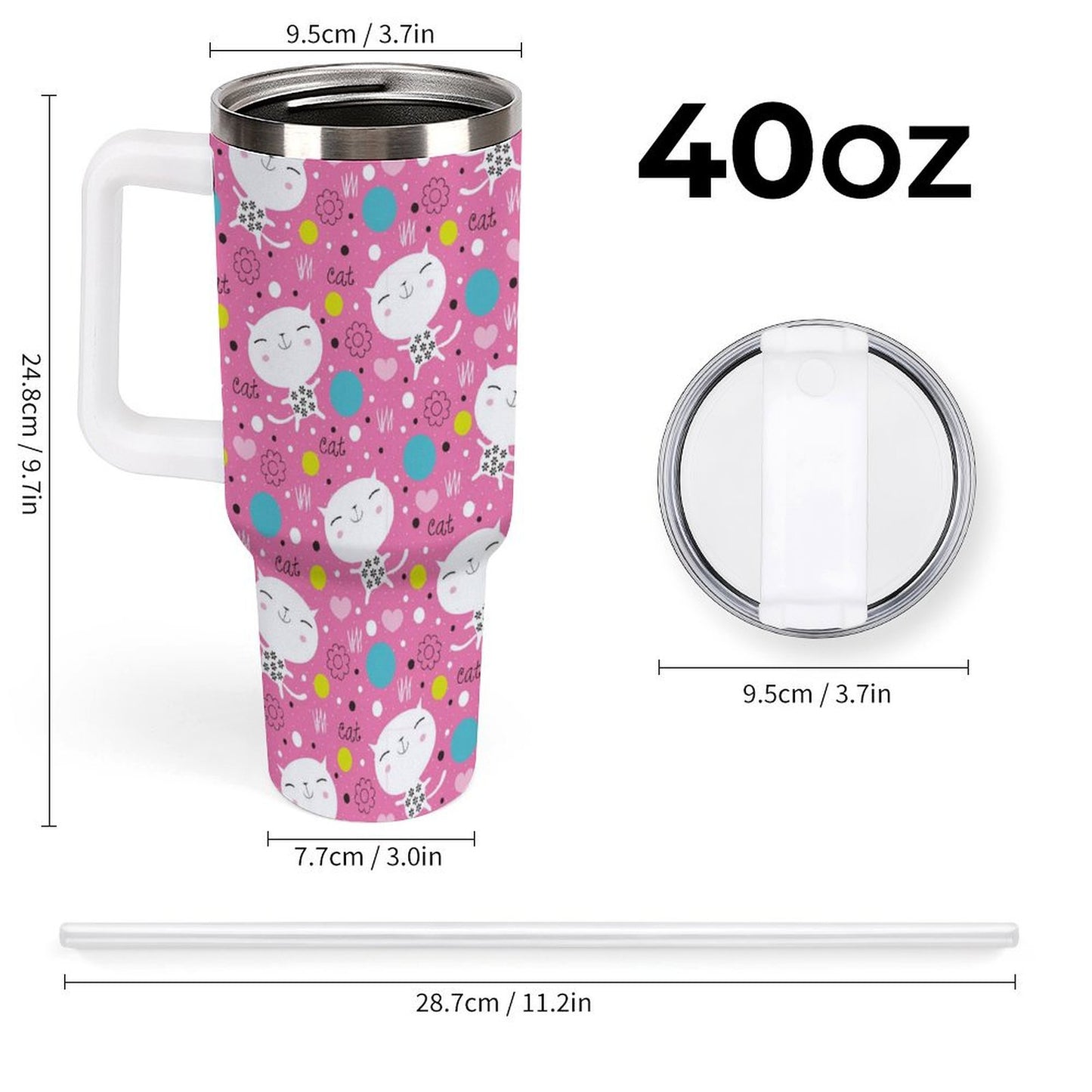 PHDT00268 POD US Local Tumbler 40 oz Large Capacity Car Cup Cat, Children