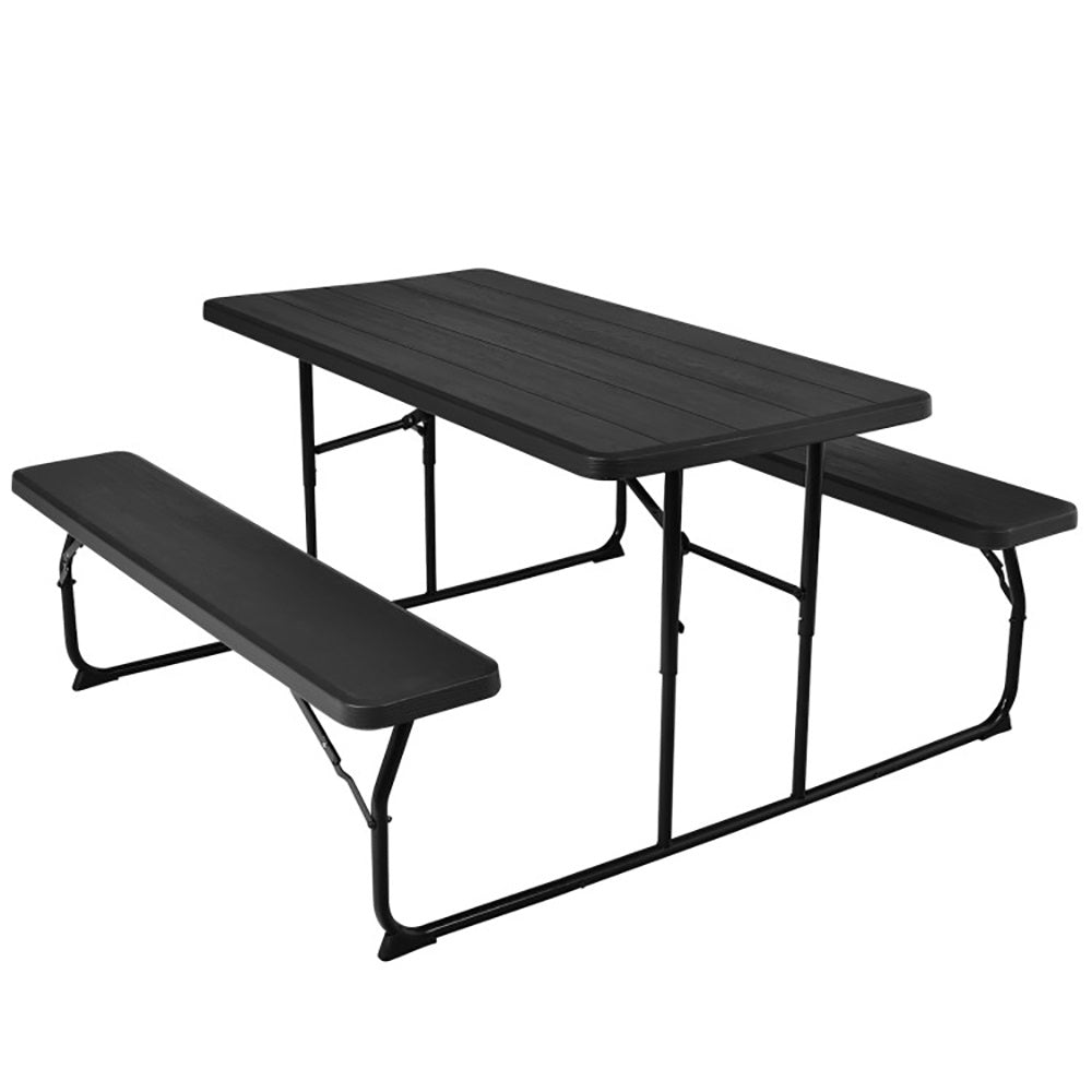 US Local Indoor And Outdoor Folding Picnic Table Bench Set With Wood-like Texture