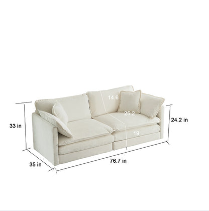 US Local Modern Fabric Double Sofa With 4 Pillows