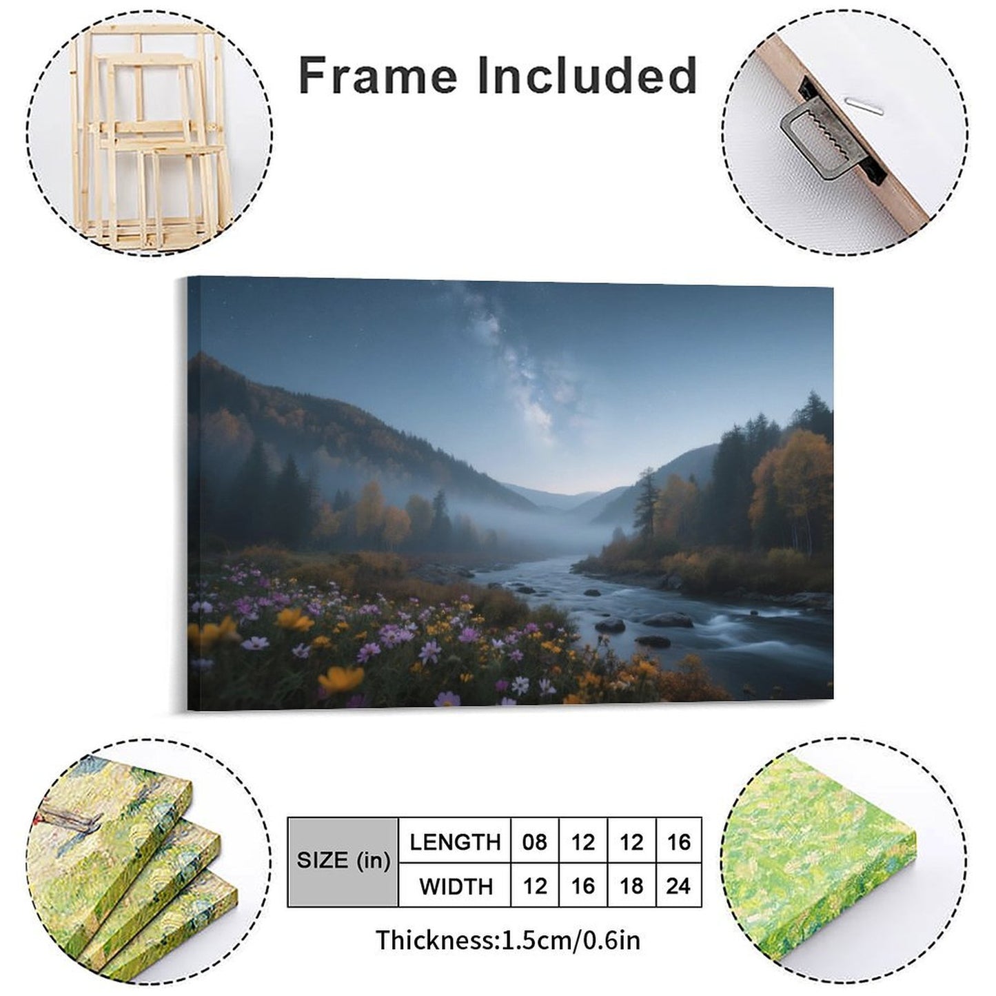 Decorative Interior Frame Painting Mountain-river-starry-autumn-3