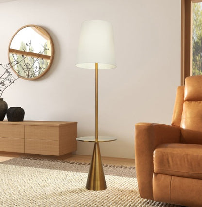 US Local Celestial Modern Floor Lamp With Brass Accent Table With Large White Shade