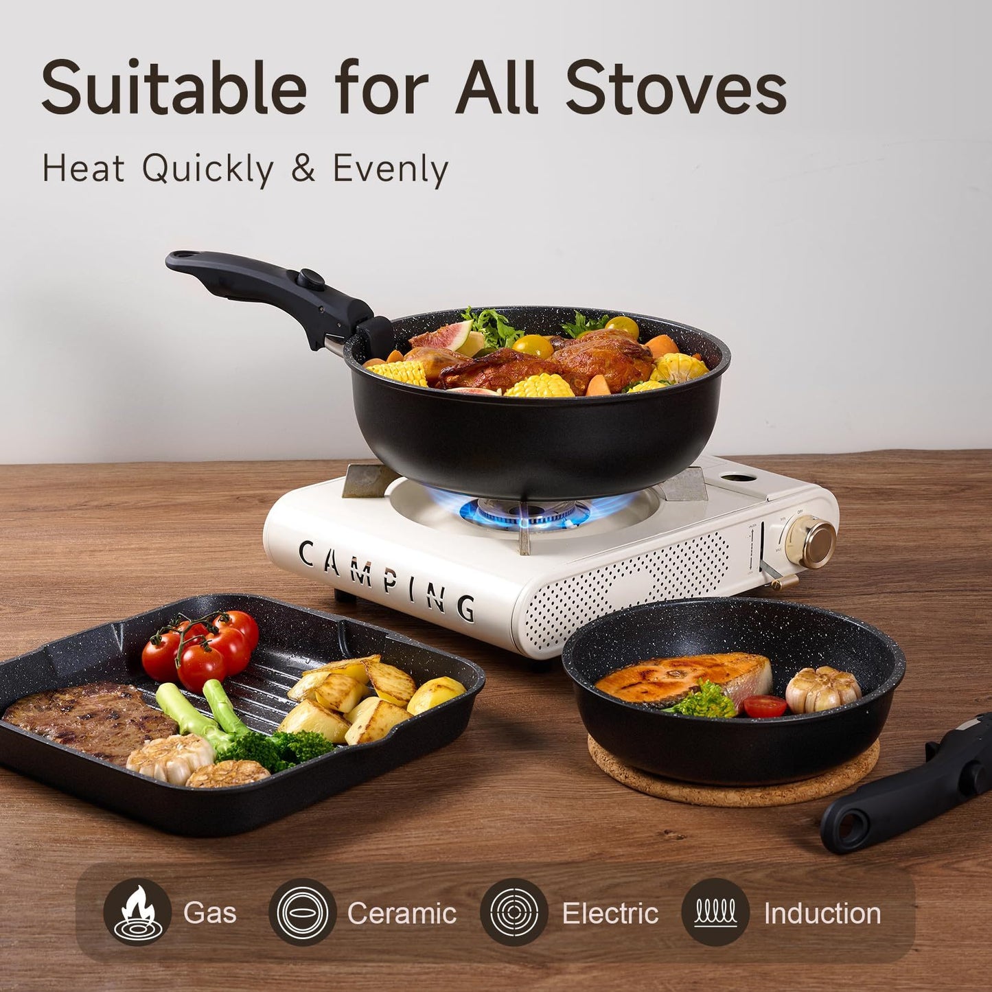 Six-piece Detachable Handle Pot Set