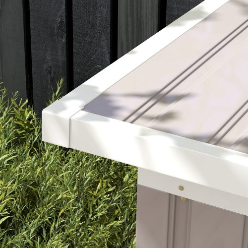 UK Local Outsunny Corrugated Garden Metal Storage Shed Outdoor Equipment Tool Box With Kit Ventilation Doors 9x 4FT Light Grey