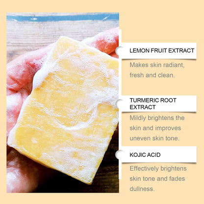 US Local Lemon Turmeric Brightening Soap Gently Cleanses The Skin, Moisturizes, Hydrates And Replenishes Water. It Is A Facial And Body Care Soap
