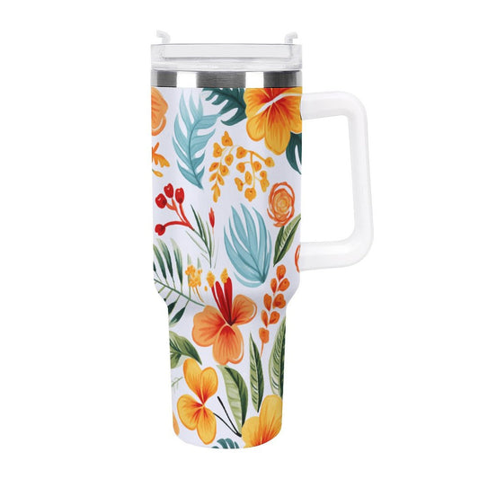 PHDT00457 POD US Local Tumbler 40 oz Large Capacity Car Cup Summer Flowers, Fruits, Tropical
