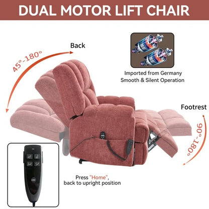 US Local Dual Motor Heat Massage Infinite Position Up To 350 LBS Electric Power Lift Recliners With Power-Remote, Medium-firm And Heavy Duty, Red