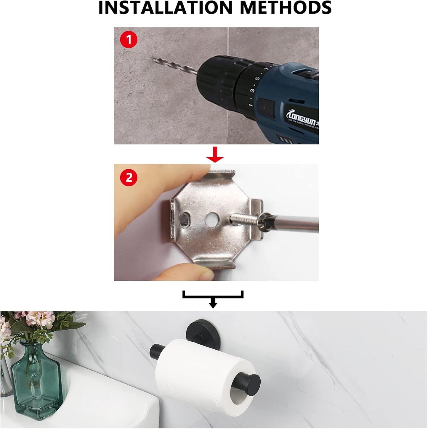 UK Local Stainless Steel Toilet Paper Holder Matte Black Toilet Roll Holder Wall Mounted