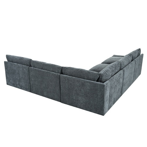 US Local 115.5 Modular Deep Gray Sectional Sofa With Durable Polyester Upholstery, Plush Cushions, Hidden Storage Compartments, And Versatile Design For Living Room, Lounge, Or Office