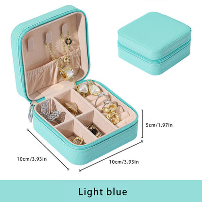 US Local 2pcs Portable Leather Jewelry Storage Boxes, Mini PU Jewelry Storage Boxes, Travel Jewelry Organizer Case, Black, White And Blue Jewelry Storage Boxes
