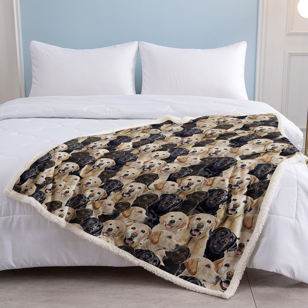US & UK Local  Labrador Retriever Blanket Cute Labrador Retriever Fleece Blanket Dog Animal Pattern Sherpa Throw Blanket For Women Girls Mom Travel