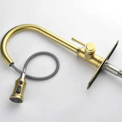 US Local Single Handle High  Pull Out Kitchen Faucet, Single-stage Stainless Steel Kitchen Sink Faucet, With Pull Down Spray