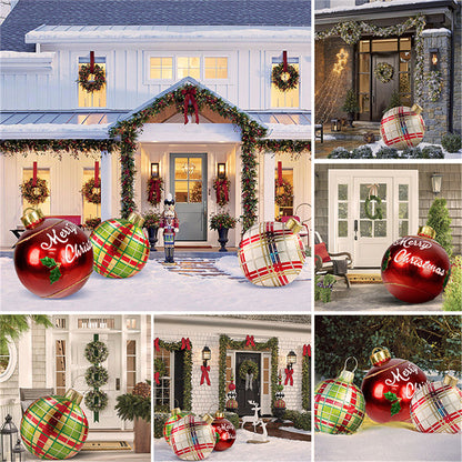 US Local Christmas Ornament Ball Outdoor Pvc 60CM Inflatable Decorated Ball PVC Giant Big Large Balls Xmas Tree Decorations Toy Ball