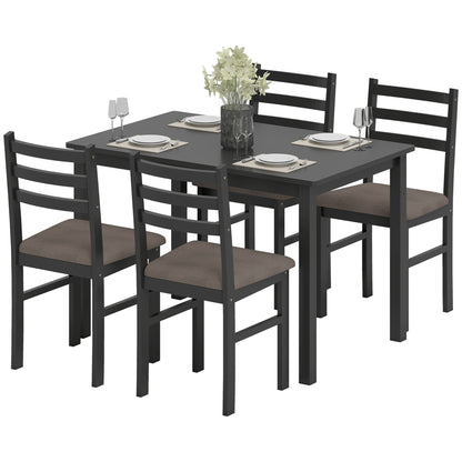 US Local 5-Piece Small Kitchen Table Set For 4, Farmhouse Dining Table Set With Upholstered Chairs And Rubber Wood Legs, Black