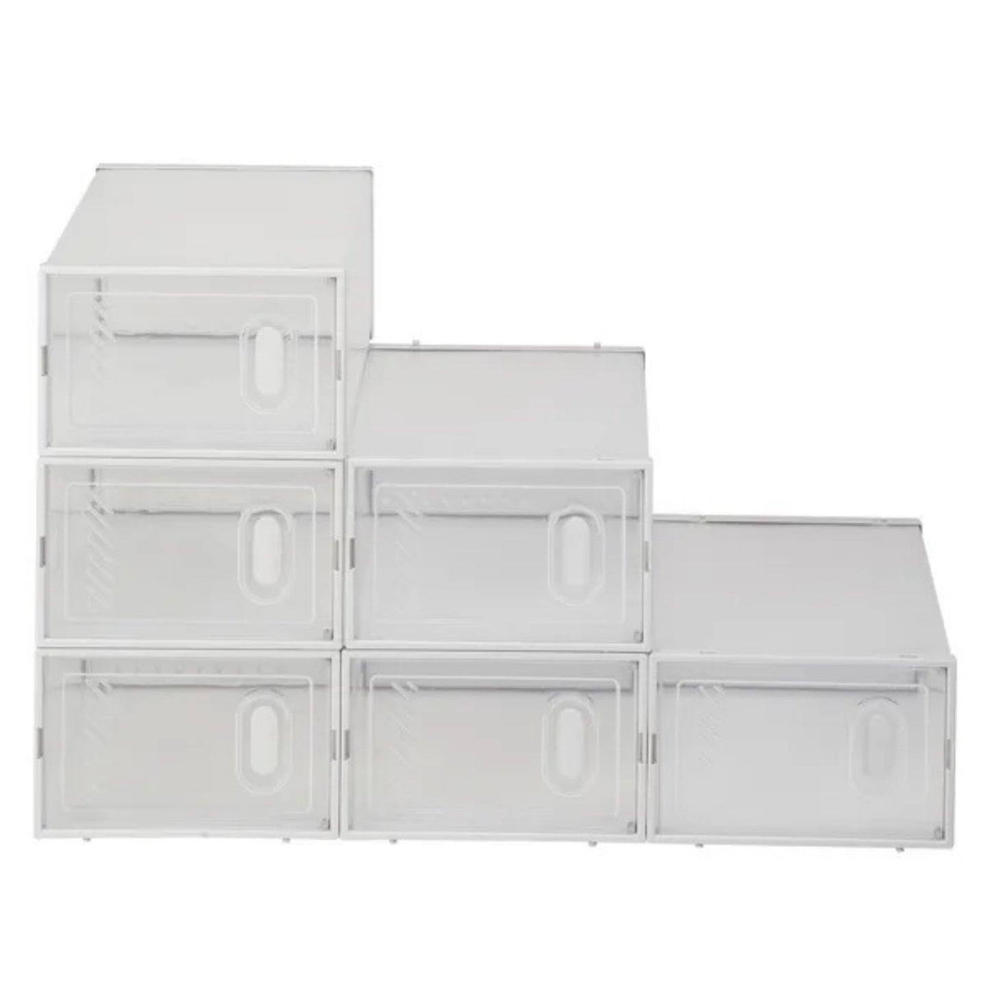 US Local Shoe Storage Boxes 6 Pack Clear Plastic Stackable White