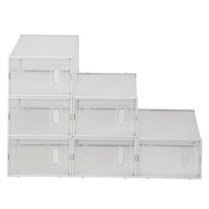 US Local Shoe Storage Boxes 6 Pack Clear Plastic Stackable White