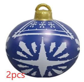US Local Christmas Ornament Ball Outdoor Pvc 60CM Inflatable Decorated Ball PVC Giant Big Large Balls Xmas Tree Decorations Toy Ball