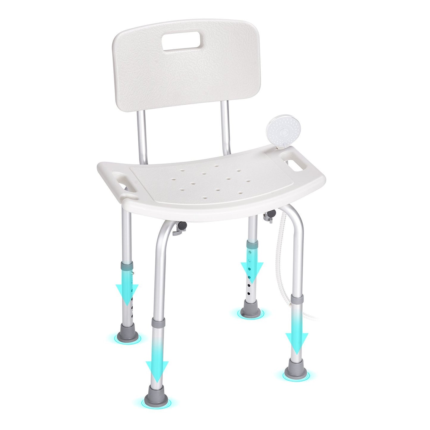 US Local Shower Chair, Shower Seat With Back, Adjustable Height Shower Stool, Shower Chair For Inside Shower Bathtub, Non-slip Bathroom Bench Bath Chair For Elderly Disabled Handicap, 350 Lbs Capacity