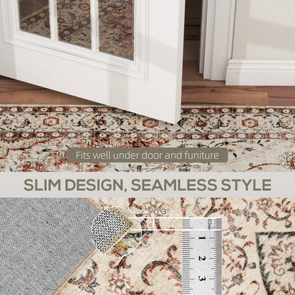 US Local Area Rug 8x10, Machine Washable Rug, Non-Slip Classical Floral Print Floor Carpet For Living Room, Bedroom, Mixed-Brown