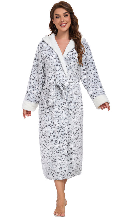 US Local RONGTAI Ladies Long Fleece Bathrobe