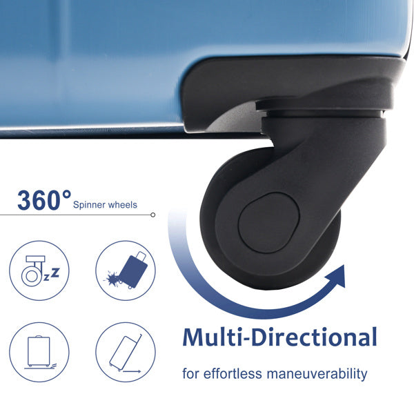 US Local 20-Inch Hardshell Carry-On Luggage, Lightweight Durable ABS Suitcase With Spinner Wheels, Built-in TSA Lock, 2 Packing Cubes, Blue-gray