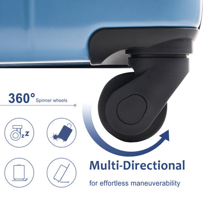 US Local 20-Inch Hardshell Carry-On Luggage, Lightweight Durable ABS Suitcase With Spinner Wheels, Built-in TSA Lock, 2 Packing Cubes, Blue-gray