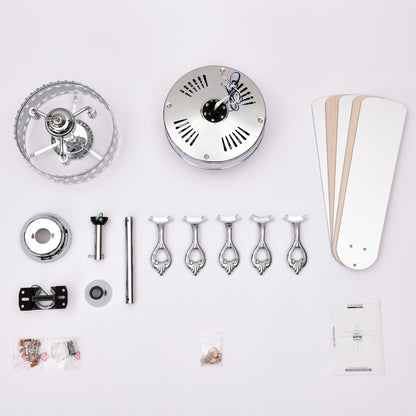 US Local 3-Light Chrome Drum Shade LED Ceiling Fan Remote, Traditional Farmhouse Rustic Industrial Bohemian Country Cottage Transitional Glam For Home, Kitchen, Living Room