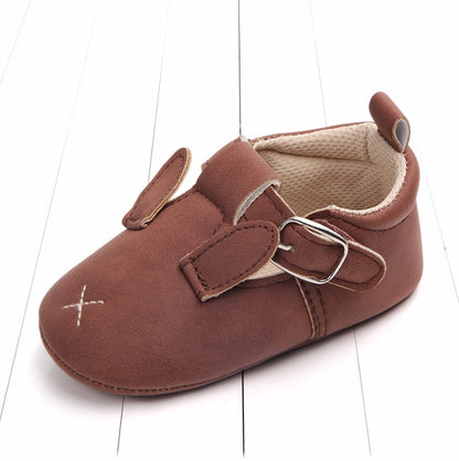 US Local Spring and autumn cartoon animal baby shoes matte leather non-slip soft bottom