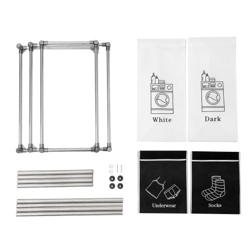 US Local Laundry Hamper 2 Tier Laundry Sorter With 4 Removable Bags For Organizing Clothes, Laundry, Lights, Darks