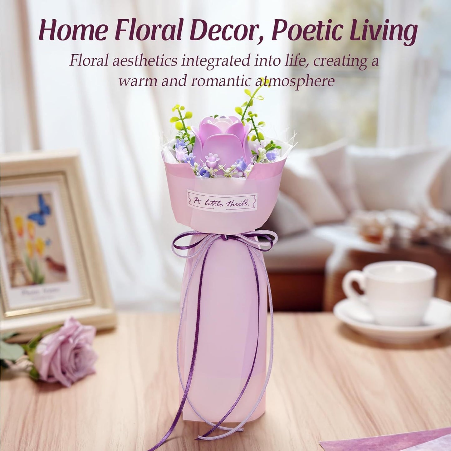 US Local ROBOTIME Flower 3D Puzzle Model Kits Puzzles For Adults To Build Artificial Flowers For Home Bedroom Living Room Decor, Gifts For Women Valentine, Purple Rose