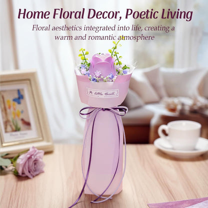 US Local ROBOTIME Flower 3D Puzzle Model Kits Puzzles For Adults To Build Artificial Flowers For Home Bedroom Living Room Decor, Gifts For Women Valentine, Purple Rose