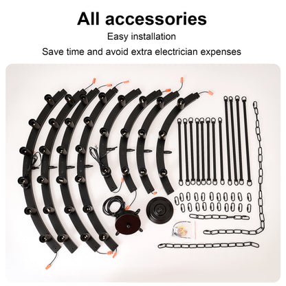 US Local 48 Inch Black Extra Large Wagon Wheel Chandelier, 2 Tier 36-Lights No Include Farmhouse Industrial Round High Ceiling Pendant Light Adjustable Chain, For Dining Room, Living Room,Kitchen