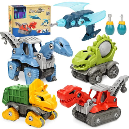 US Local 5 Pack Take Apart Dinosaur Set With Electric Drill, Construction Building Toy For Boys, Ideal Xmas Birthday Gift