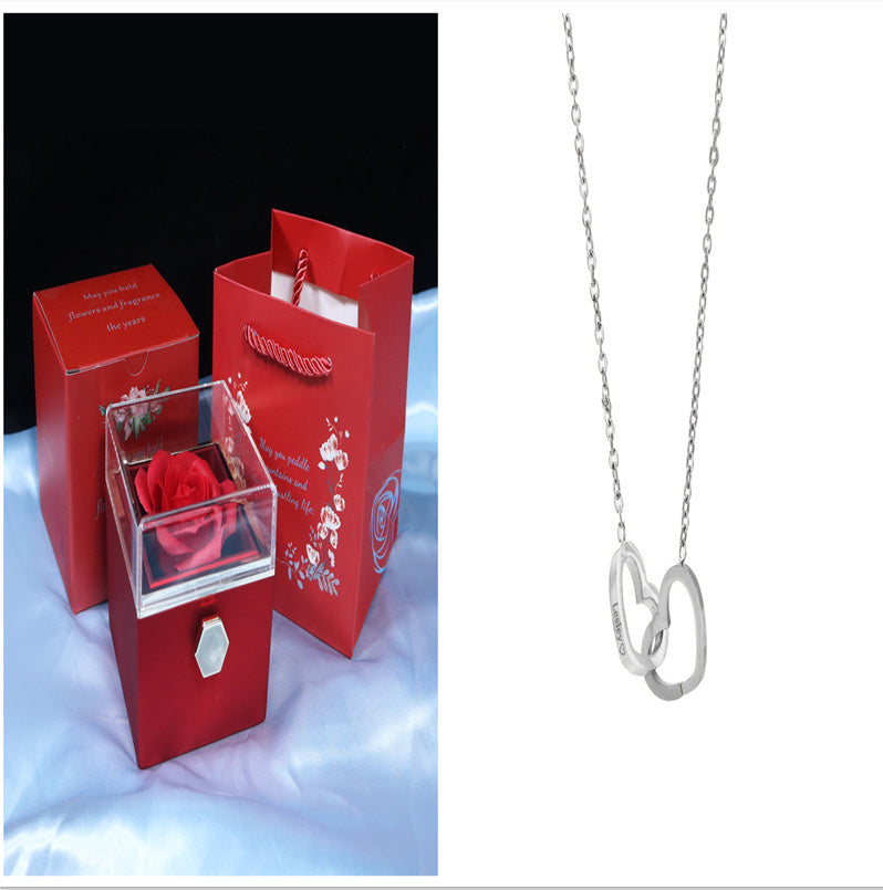 US Local Rotating Soap Flower Rose Gift Box Creative Rotating Rose Jewelry Packaging Box Valentine's Day Gift For Women