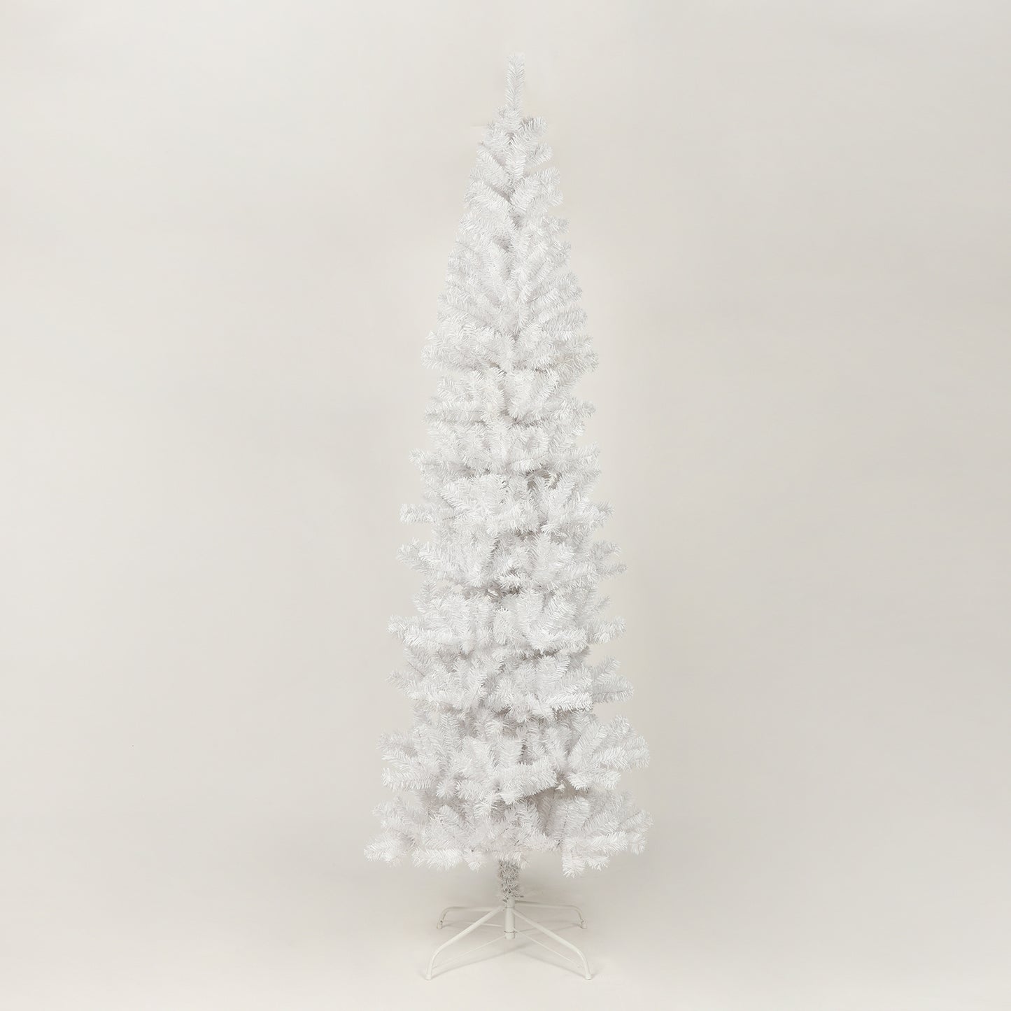 US Local 7.5 Feet White Slender Faux Christmas Tree Including Foldable Metal Stands