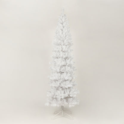 US Local 7.5 Feet White Slender Faux Christmas Tree Including Foldable Metal Stands