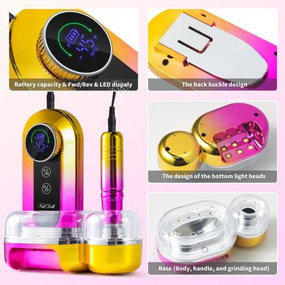 US Local 45000RPM Professional Nail Drill Kit, Nail Polishing Machine Includes Polishing Head And Drill Head, Basic Nail Tool Kit. Nail File Machine Kit Used For Removing Acrylic Gel Nails During Polishing, Be