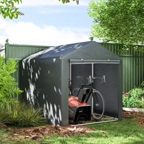 UK Local Outsunny 2.2 X 1.6 M Outdoor Storage Tent, With Accessories - Dark Grey
