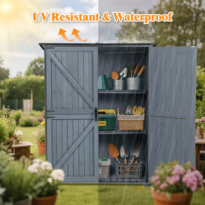 US Local The Storage Shed Is Made Of A Sturdy Metal Frame And Durable Fir Wood, Which Is Sturdy And Durable. The Entire Frame Is Weather-resistant, Making It An Ideal Choice For Your Outdoor Living Space. The