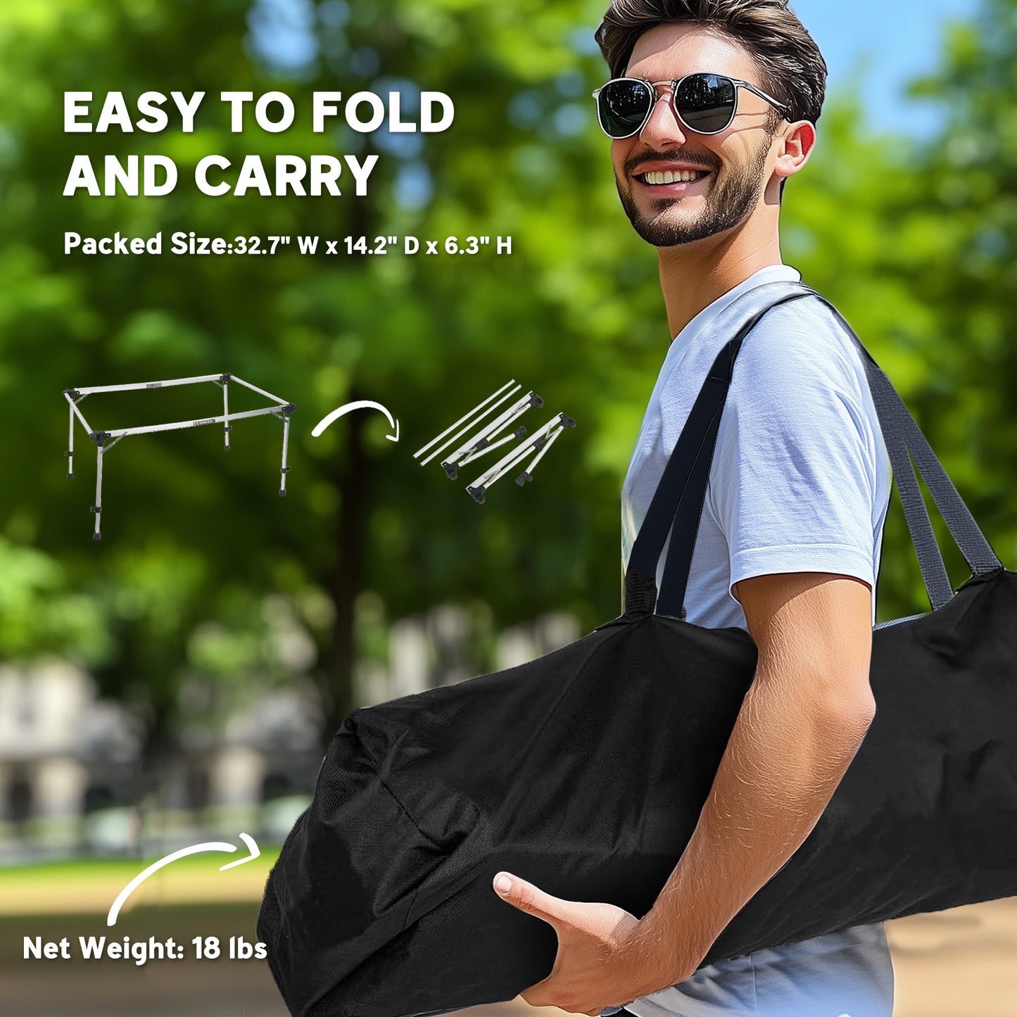 US Local Folding Camping Table, Adjustable Height Aluminum Table, Portable Camping Table For Picnic, Beach, BBQ