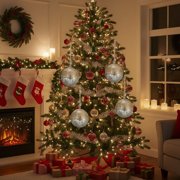 US Local 4 PCS Set Christmas Hanging Ball Ornaments Wooden Tree Decorations Festive Holiday Party Decor Xmas Tree Accessories FBA Shipment