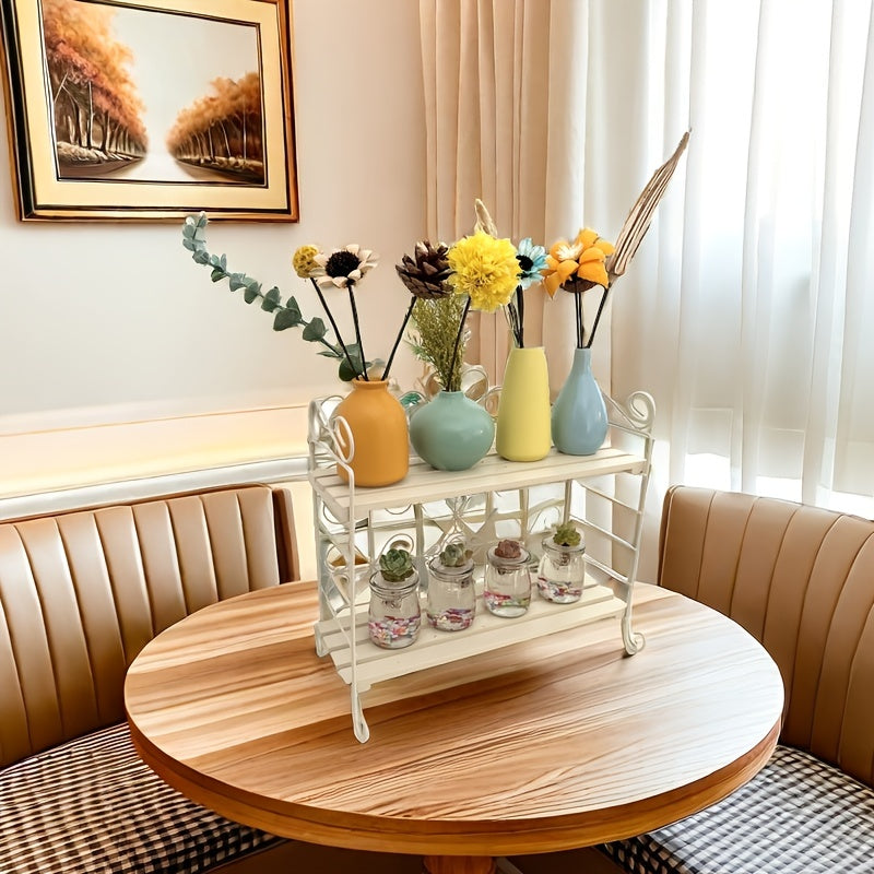 US Local Foldable Storage Rack, Metal, Wooden Storage Organizer, Suitable For Bedroom, Kitchen, Bathroom, Living Room, Garden Storage Shelf, White,Pink