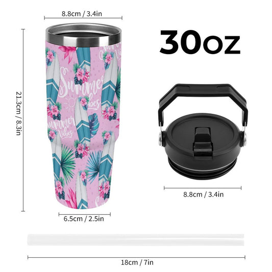 POD US Local Tumbler 30oz Large Capacity Car Cup Sailing, Surfing, Tropical, Romantic, Summer Style