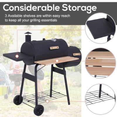 US Local Outsunny 48 Steel Portable Backyard Charcoal BBQ Grill And Offset Smoker Combo With Wheels