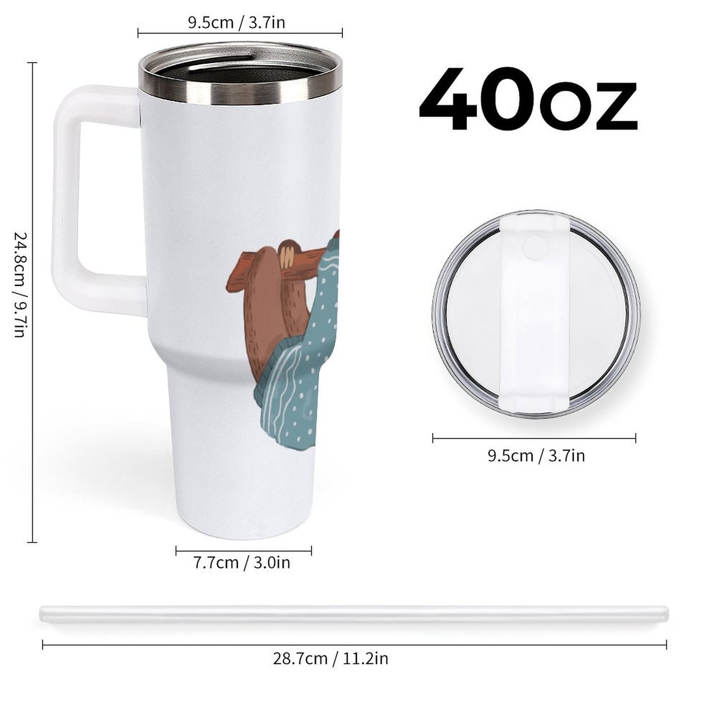 PHDT00342 POD US Local Tumbler 40 oz Large Capacity Car Cup Christmas, Sloth