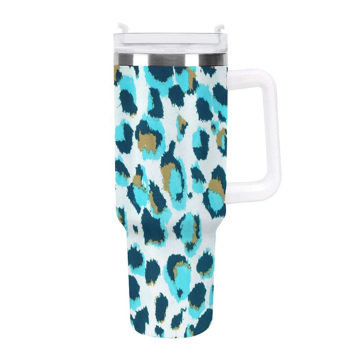 PHDT00417 POD US Local Tumbler 40 oz Large Capacity Car Cup Peacock Blue Leopard